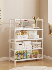 Modern Black & White Multi-Layer Storage Rack, Available In 7/6/5/4 Tiers, Effectively Organizes Household Clutter And Daily Essentials, Layered Storage, Neat And Orderly, Easy To Disassemble, Space-Saving - Multicolor - View 13
