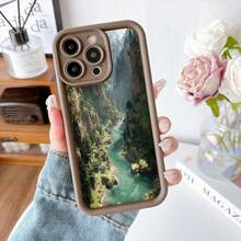 Cubierta de teléfono con borde negro diseño de paisaje montañoso con río verde para uso diario y viajes - Burdeos - Ver 5
