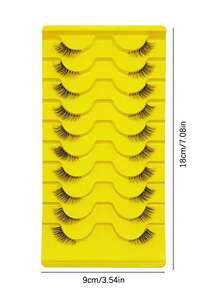 10对自然半片猫眼透明带假睫毛，蓬松轻盈3D仿貂毛假睫毛套装，柔软条状假睫毛 - 适合角色扮演、睫毛、假睫毛 - 黑色 - 查看 2