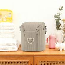 1pc Quilted Cute Mommy Bag, Insulated Bottle Bag Handheld/Shoulder Strap Applicable To Baby Stroller, Zipper Pocket For Bottles, Wipes, Pacifiers, Convenient Diaper Bag - Diaper Bag - View 2