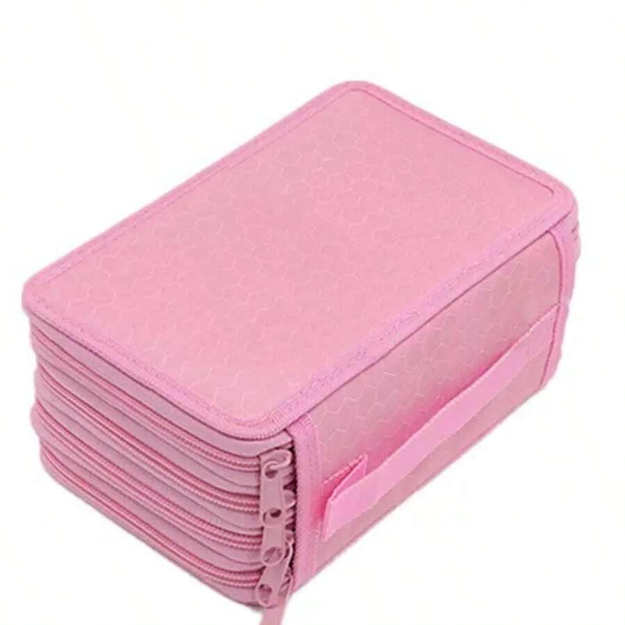 Large Capacity Pencil Case/School Pencil Case With 4 Compartments And Zipper, Holds 72 Pens/Case. Various Colors. - Pink - View 1