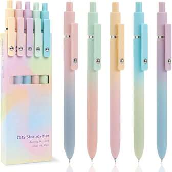 5pcs Gradient Neutral Pens Set, 0.5mm Black Ink Pens, Comfortable Grip, Smooth Writing, Fast Drying, No Stains