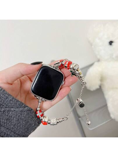 1PC able Metal made Bead DIY Themed AppleWatch s, Compatible 38/40/41/42/44/45/46/49mm, The Series Ultra/SE/11/10/9/8/7/6/5/4/3/2/1, Adjustable In Length Easy To Operate, Various Elements Such As Trees, Santa Claus, Etc., High End Full Of Sense, Is Horloge Strap Atmosphere (Watch Only, Hoesje Not Included) view 5