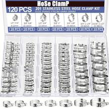 120 pezzi Kit assortito di fascette stringitubo in acciaio inossidabile, 7 misure da 1/4" - 1-1/2" (6-38mm), fascette regolabili con vite senza fine, adatte per tubazioni, tubi da giardino, tubi per rubinetti, applicazioni automobilistiche e meccaniche - 120 pezzi/scatola - Visualizzare 9