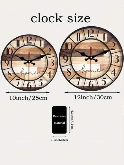 [1 Pc 10 12 Inch Wooden Clock]Silent Wand Klok Creative Interesting Great Home ation s, Battery Powered (AA Batteries Not Included) view 7