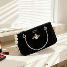 Medium Velvet Chain Crossbody Cosmetic Bag, Fashionable Handbag For Daily Use, Elegant Gift - GUCCIBAG-RED-BEE - 137881975 - View 7