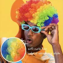 Jumbo Kinky Curly Wigs For S - Multicolor Party Costume Hair (Pink, Blue, Yellow, Green, Purple, Orange, Red) - Elastic Net, Unisex Wig For &, Carnivals, Themed Events - Bulk Price Available - Multicolor - View 7