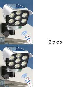 2pcs Outdoor Solar Infrared Motion Sensor Security Lights With Remote Control, Solar Wall Lights, Yard Night Lights LED Street Lights, 6000 Lumens 77 LED Floodlights, Wireless Virtual Camera Style, Suitable For Hotel, Porch, Garden, Patio, Driveway Lighting - Multicolor - View 14