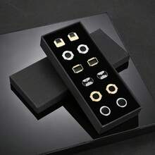 6 Pairs Assorted Gold & Silver Metal Cufflinks, High-End Business Gift Box Set For Men, All Season