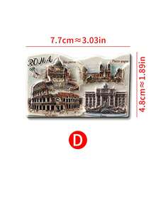 1pc 3D Travel Souvenir Fridge Magnet, 3D Embossed Architecture Scenic Spot Painted Magnetic Sticker, Personalized Creative Decorative Memo Magnet - Multicolor - View 13