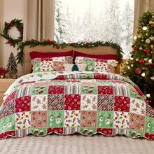 Quilt Size - Red Quilts Size Bed, Multicolor Patchwork Printed Pattern Bedding, Soft Lightweight Coverlet Bedspread 90 Inchx96 Inch - 00 - Christmas Red + Queen / Full - View 1