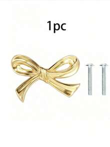 6/4/2/1pc Metal Bowknot Drawer Cabinet Door Wardrobe Wine Cabinet Shoe Cabinet Cupboard Bookshelf Pull Handle, Screw Fixed, Suitable For Multiple Seasons Including Halloween, Christmas - Gold - View 7
