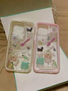 2-In-1 Resin Sticker & Transparent Phone Case Compatible With IPhone 11, 12, 13, 14, 15, 16, Pro Max, Shock-Proof, Anti-Drop Phone Case - White - View 3