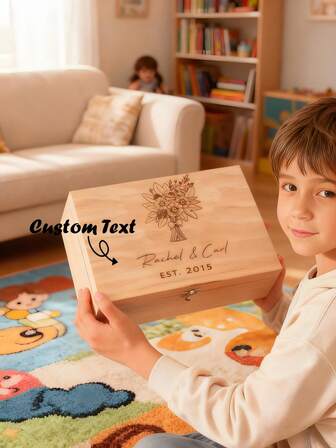 Caja de recuerdos personalizada con flores para niños, regalo de memoria de crecimiento del bebé, caja de almacenamiento personalizada para niños, regalo de memoria para padres e hijos, caja de recuerdos de vacaciones para niños