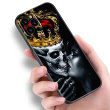 Skull Skeleton Flowers Black Silicone Phone Case Covercompatible with Apple  12 13 Mini 11 14 15 16 Pro Max 7 8 Plus,Covercompatible with  17 Hülle, 17 pro Hülle, 17 promax Hülle - 10 - Übersicht 5