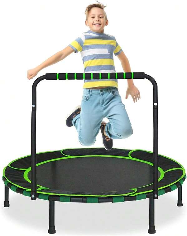 Children's Trampoline Foldable Mini Trampoline From 3 - 6 Years With Removable Handle And Secure Padding, Children's Trampoline Load Up To 150 Kg, Garden Trampoline, Indoor And Outdoor Trampoline