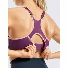SYROKAN Women's Full Support High Impact Racerback Lightly Lined Underwire Sports Bra - Dark Purple - 查看 3