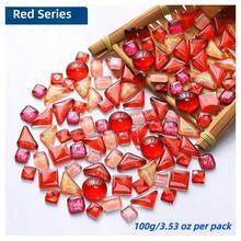 100g/3.53oz Shiny Glass Mosaic Tiles - Asymmetrical Shapes (Triangle, Square, Round) In Turquoise Blue, Sapphire Blue, Purple, Red And Other Colors | 0.16 Inch Thick, DIY Crafts, Home Decor, Wall And Floor Art Mosaic