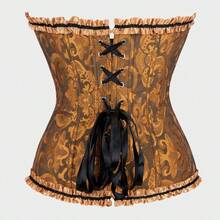 Corset Tops For Women Plus Size Lace Up Corset Top, Ruffle Strapless Corset Bustier Lingerie ,Women's Lingerie & Shapewear Corset Bonning - Dark Green - View 4