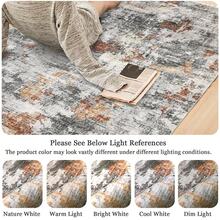Techigher Abstract Runner Rug, Modern Abstract Floor Carpet, Washable Non Slip Low Pile Kitchen Printed Runner For Hall Kitchen Bedroom - Orange Gray - View 8