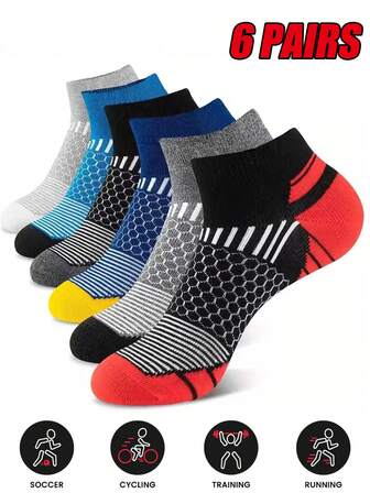 6 pares de calcetines deportivos para hombres, de longitud hasta el tobillo, adecuados para correr al aire libre, fitness, transpirables, que absorben la humedad, suaves, aptos para usar en casa y al aire libre, para todas las estaciones