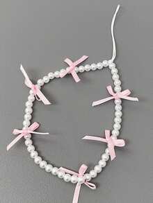 Pink Bow Pearl Charm Bracelet - 3 Bow Design - Phone Case Accessory - Plastic Material - Multicolor - View 18