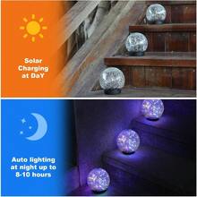 Solar Globe Lights Outdoor Waterproof-Solar Balls-Solar Garden Lights-Orbs For Outside 2 Pack Cracked Glass Ball For Lawn Patio Yard Backyard Decorations - 彩色 - 查看 3