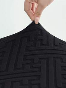 1/2 piezas Fundas de silla de comedor curvas de unicolor Jacquard Decoración del hogar Funda protectora antideslizante para silla de cocina para bodas y banquetes - Negro - Ver 6