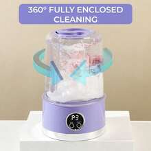 Portable 3000mAh Compact Mini Washing Machine 1L Large Capacity | Travel Laundry Washer For Bra, Underwear, Socks With LED Display, One-Touch Operation | Durable Plastic, Space-Saving Design For Dorm, RV, Bathroom, Vertical Storage - Purple - View 7