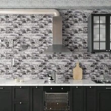 [Old House Renovation Artifact] Retro Red Brick Wallpaper Peel And Stick-Removable Without Leaving Marks, Waterproof And Moisture-Proof, DIY Renovation Of Bedroom, Living Room, Bathroom Walls/Old Furniture, Transient Retro Industrial Style Space Vinyl - Grey - View 7