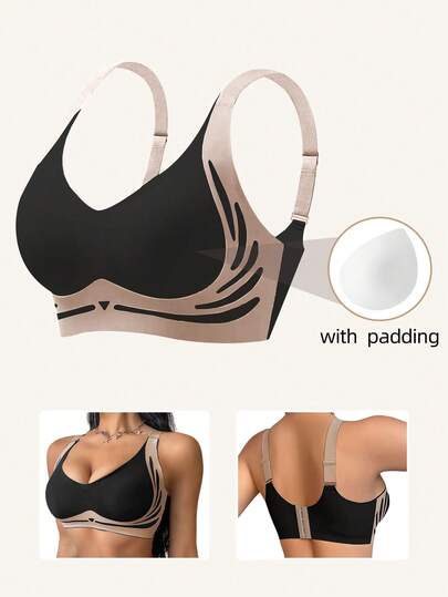 Light Chest Support Binder Bra, Soft Support Seamless And Lightweight, Breast Shaping Push Up With Side Support For Large Breasts, Elegant And Comfortable