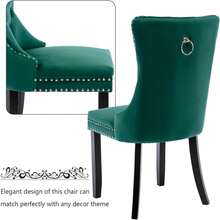 4 Piece Set Velvet Upholstered Dining Chairs, Wingback Side Chairs Button Tufted With Solid Wood Legs For Kitchen,Dining Room. - 綠色 - 查看 11