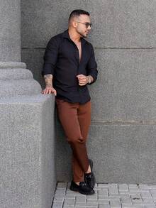 Men's Italian Tailored Trousers - Rust Brown - View 2