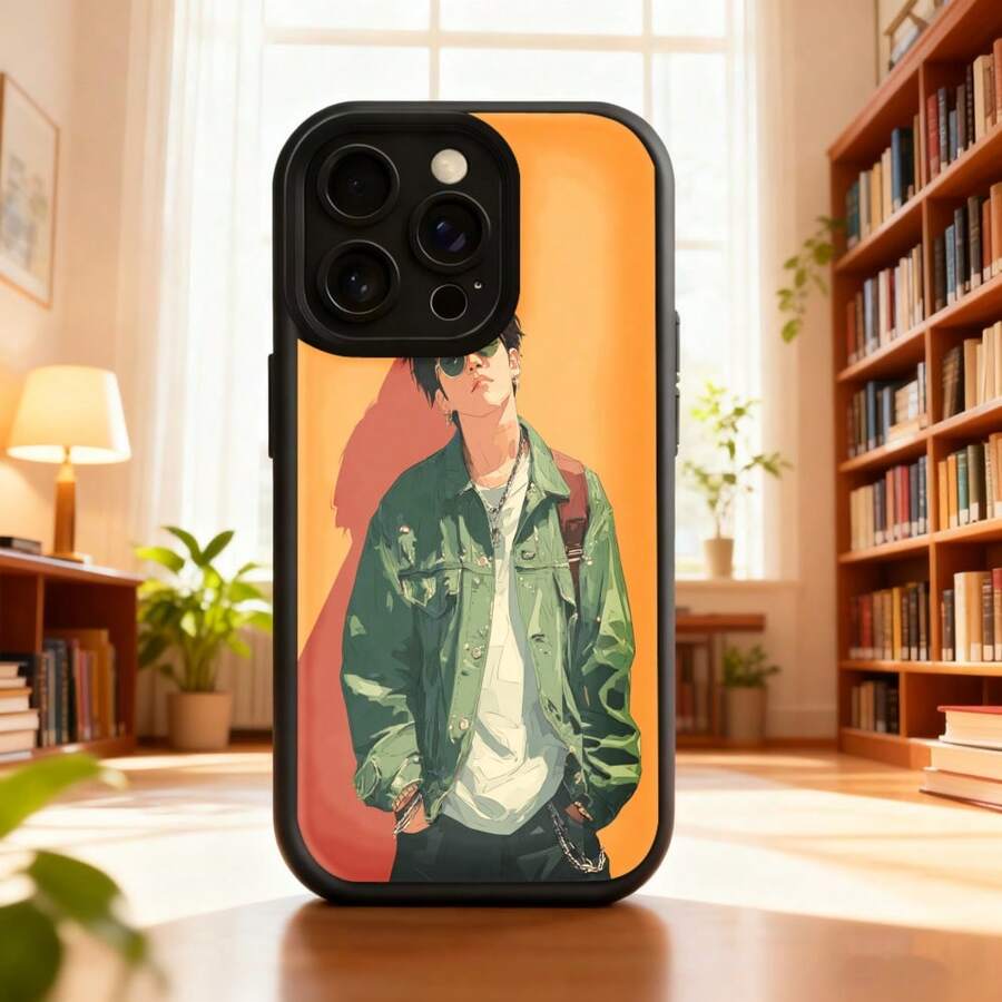 Cubierta de telefono con diseño de joven estilo urbano verde y blanco para hombres y mujeres ideal para uso diario en bibliotecas y espacios interioresAplicable a teléfonos Apple y Galaxy. - Blanco - Ver 1