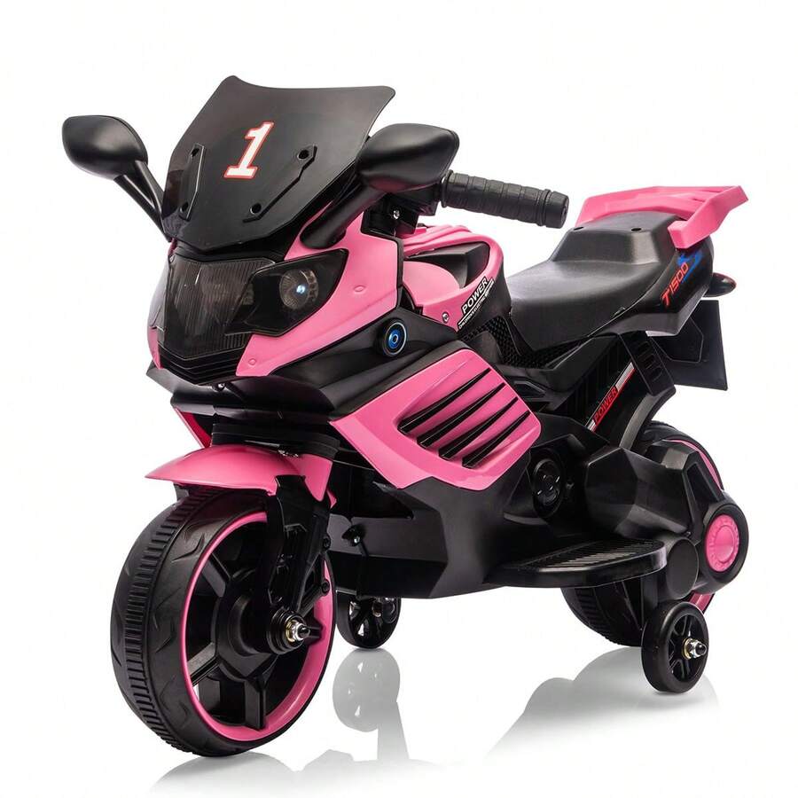 6V Kids Motorcycle, Electric Ride On Car Toy With Training Wheels, Working Headlight, Horn & Music, Battery Powered Ride On Motorcycle Toy For Toddler Kids Boys Girls Ages 3-6 - Hồng - Xem 1