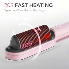 Alisador y rizador de cabello 2 en 1, cepillo de peinado con calentamiento rápido, temperatura ajustable, diseño anti-quemaduras, fácil peinado, diseñado para mujeres, adecuado para peinados femeninos, regalo para vacaciones, regalo del Día de la Madre - Ver 8