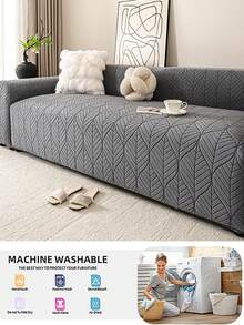 天鹅绒经典沙发套，叶子图案半包式沙发套，宠物友好型沙发垫 - 95% 涤纶 5% 氨纶，透气弹力，适用于 1/2/3/4 座沙发，四季皆宜，舒适简约，提升居家幸福感 - 彩色 - 查看 11