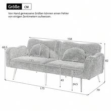 Sofa Bed With Bed Function, Adjustable Angle, Gold Legs, With Pillows And Side Storage Pockets - Blue Gray + Foam + 2 Seat - View 8