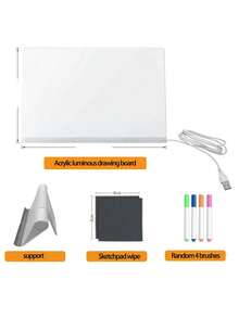 Acrylic Whiteboard With LED Lights And Bracket For Illuminated Notes, LED Letter Message Board With 7-Color Marker Pen Suitable For Offices, Schools, And Homes. Two Types Of Brackets Are Randomly Provided