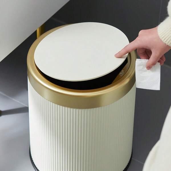 EZIFY 1 Large-Capacity Luxury 3.17-Gallon Push-Latch Trash Can With Double Inner Cylinders, Designed For Bathroom Use, A Sealed And Odor-Proof Elliptical Trash Bin, A Modern Plastic Waste Processor Suitable For Kitchens, Bedrooms, Living Rooms, Bathrooms, Diaper Trash Can, Dual-Purpose Kitchen Waste Bin, Narrow Trash Can, For Use In Kitchens, Bedrooms, Odor-Control Trash Can With Push-Latch Design, Durable Plastic Material, High-Quality Plastic, Sealed And Odor-Proof, Home Organization, Storage In Small Spaces.