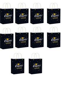 10/5pcs Graduation Theme Paper Bags, White Kraft Paper Bags, Birthday Party Gift Bags, Shopping Jewelry Handbags, Graduation Congratulations Gift Bags, Party Gift Packs, Craft Handbags, Candy Paper Bags, Party Gift Decorations, Party Supplies - Multicolor - View 12