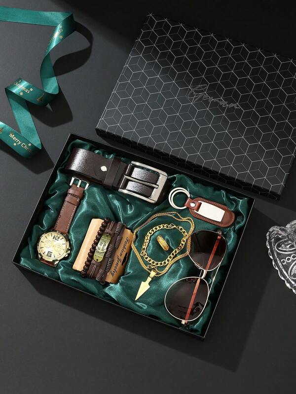 7pcs/Set Men's Watch Gift Box, Suitable For Boyfriend, Father's Day, Birthday, Wedding Anniversary, Valentine's Day, Teacher's Day, Graduation, Back To School