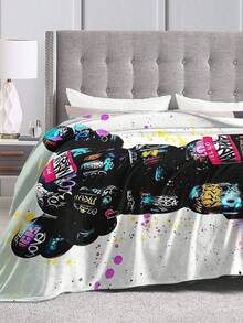 Kawss Kawaii Kaw Blanket The Ultimate Anime Fan Gift - Luxuriously Soft Flannel Blanket, Cartoon Printed Throw For Home, Camping, Travel, Perfect For Christmas & Birthdays - Black - View 4