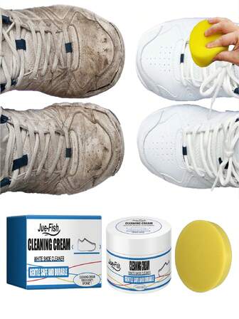 Jue-Fish Multi-Function Sneaker Cleaner Paste, Removes Dirt And Yellowing, Whitens Small White Shoes And Sports Shoes