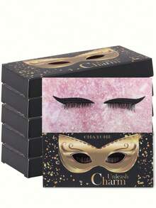 Zestaw 1 pary brokatowych samoprzylepnych eyelinerów i sztucznych rzęs – wodoodpornych, nie wymagających kleju, odpowiednich do makijażu imprezowego i scenicznego. Rzęsy na pasku, rzęsy, sztuczne rzęsy