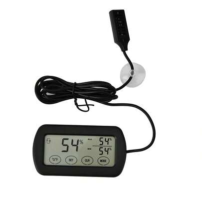 érmino®Medidor Digital LCD con Higrómetro®metro, Sensor con Ventosa para Incubadoras y Terrarios, Medidor de Temperatura y Humedad para Reptiles y Aves