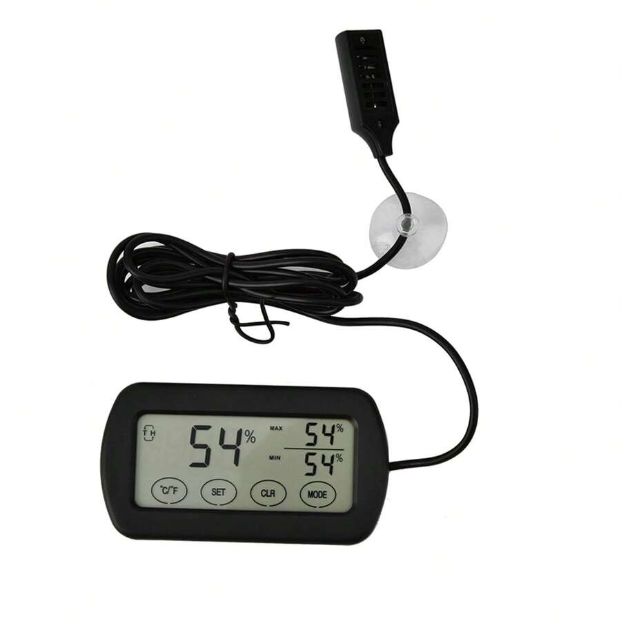 érmino®Medidor Digital LCD con Higrómetro®metro, Sensor con Ventosa para Incubadoras y Terrarios, Medidor de Temperatura y Humedad para Reptiles y Aves - 1 - Ver 1