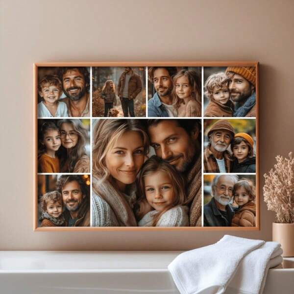 1pc Framed Customizable Family Photo Canvas, Personalized Family Canvas, Custom Canvas Pictures By Printed Marketplace Multi-Functional, Reusable,Ornamental Exquisite,Stylish,Fashionable,Adorable,Modern,Colorful Custom,Personalized,Unique Ideal Gifts For Him Her,Boyfriend,Girlfriend,Mom,Dad