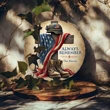 2D Flat, 1 Piece Retro Patriotic "Always Remember Our Heroes" Aluminum Metal Sign.8x7.8inch - Home, Garden, Bar And Coffee Shop Wall-Mounted Military Tribute Decoration, American Flag Decoration, Cross Silhouette Design, Home Decoration, Retro Style, Durable Material, Home Decorator, 2D Flat - 彩色 - 查看 9