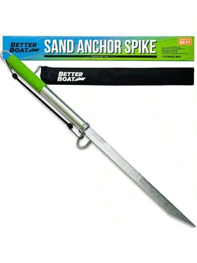 Sand Spike Boat Anchor Pole For Boats, Jet Skis, Pontoons, And Kayaks, Large And Small Slide Pole System For Shallow Water, Sandbars, Beaches, And Land With Bag For Accessories, Up To 22 Ft